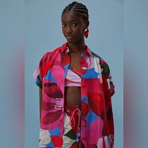 FARM Rio Watercolor Floral Organic Cotton Shirt